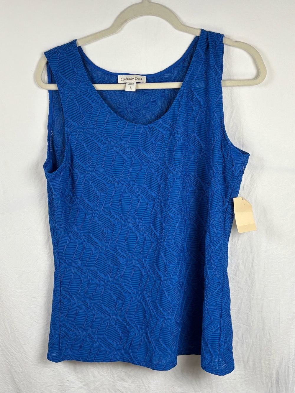 NWT Coldwater Creek women’s Large 14 Royal Blue Textured Sleeveless Top tank